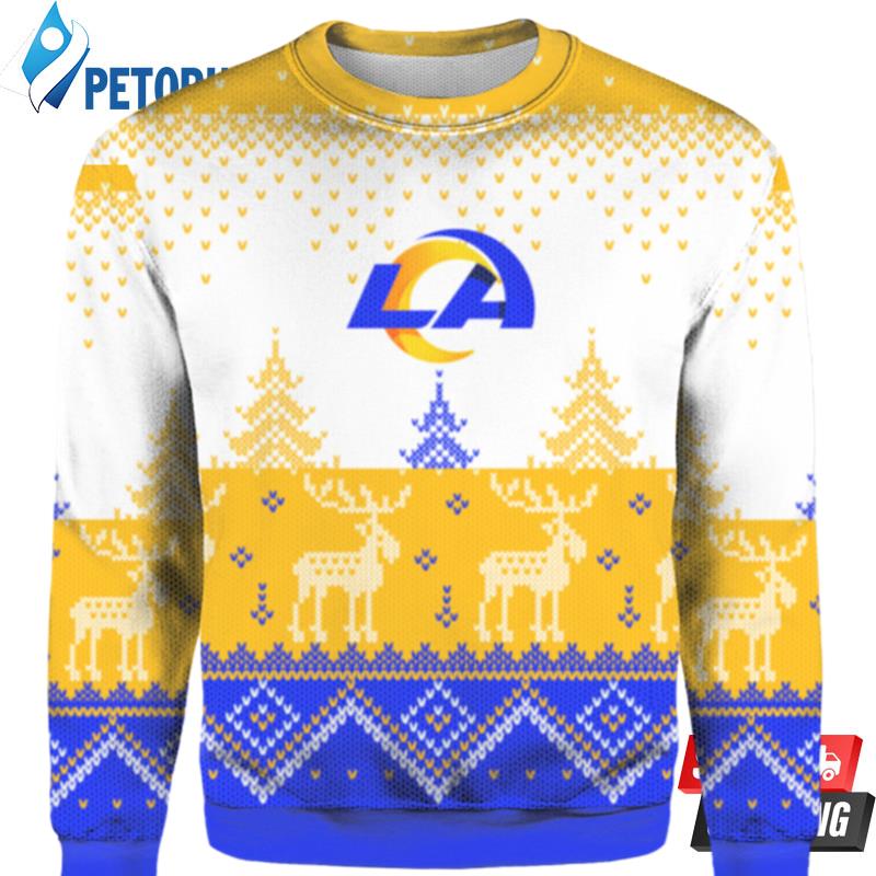 Los Angeles Rams Big Logo White Ugly Christmas Sweaters