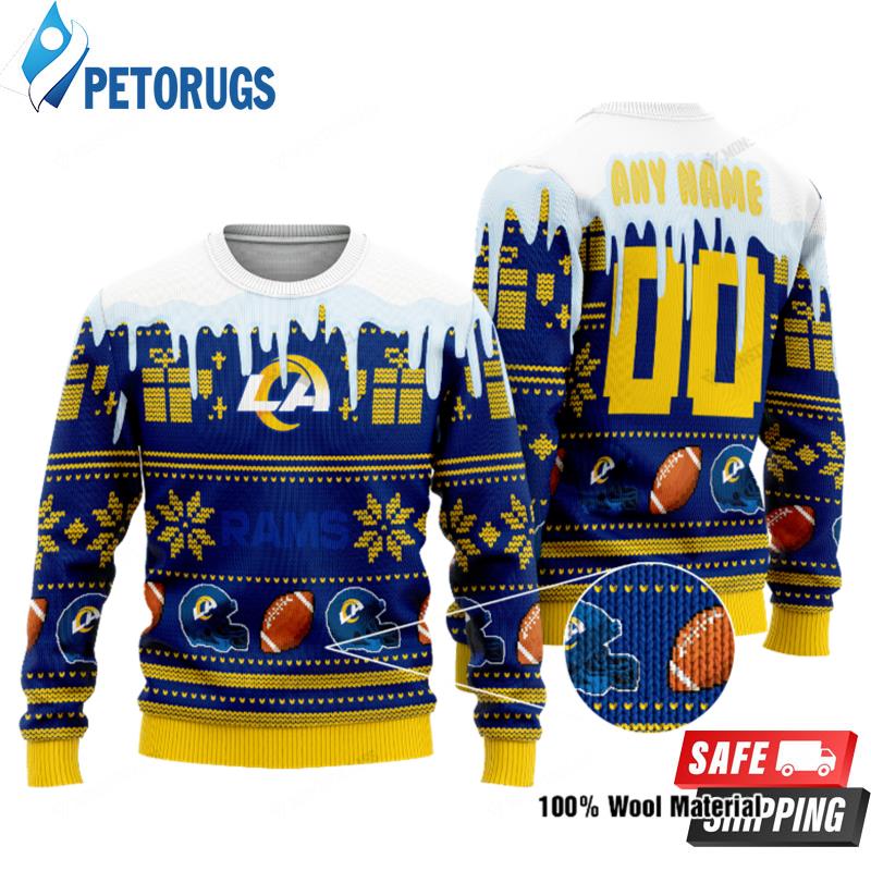 Los Angeles Rams Personalized Name And Number Ugly Christmas Sweaters