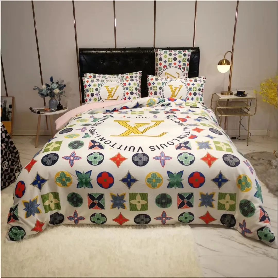 Louis Vuitton Colorful Monogram in White Background Comforter Bed Set