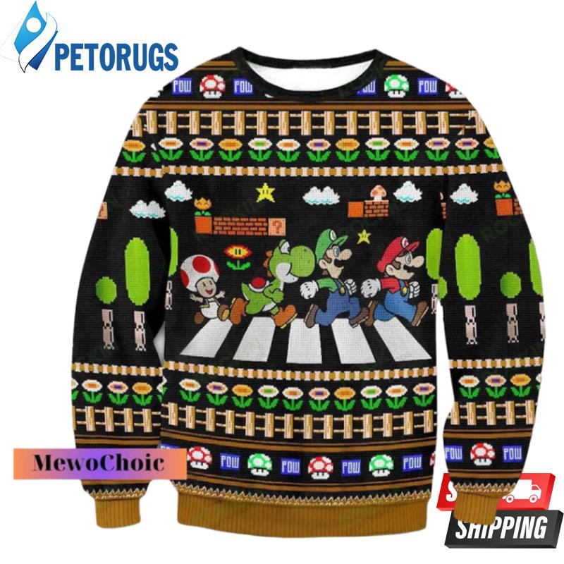 Mario Running With Friends Christmas Ugly Christmas Sweaters