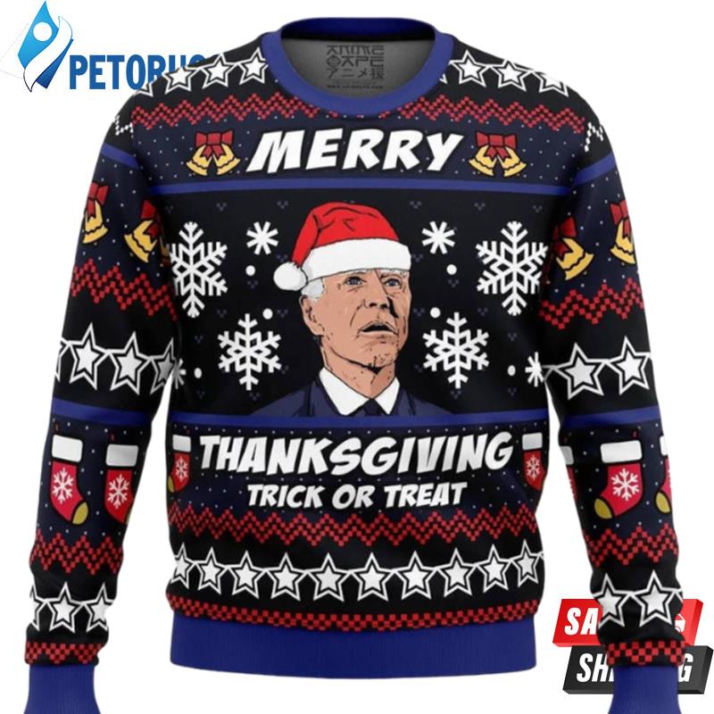 Merry Thanksgiving Biden Ugly Christmas Sweaters