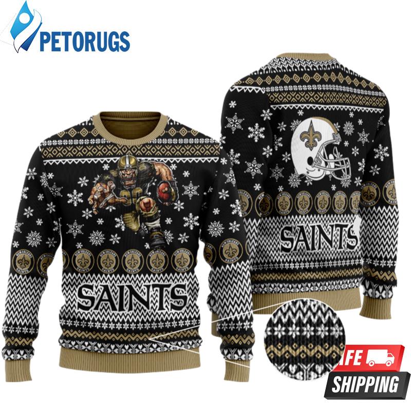 New Orleans Saints Christmas Mascot Ugly Christmas Sweaters