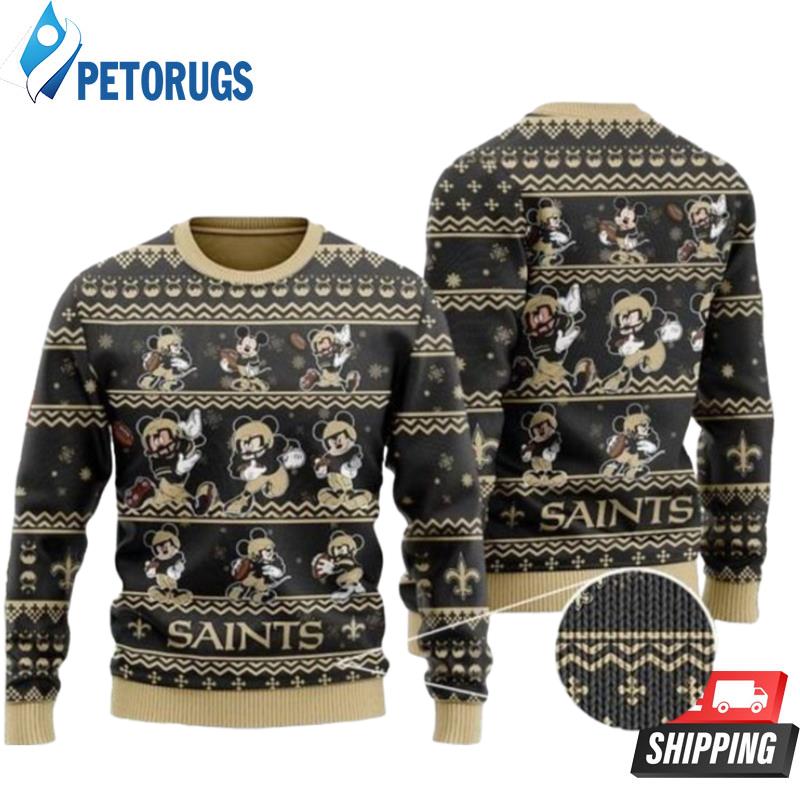 New Orleans Saints Christmas Multi Mickey Mouse Ugly Christmas Sweaters