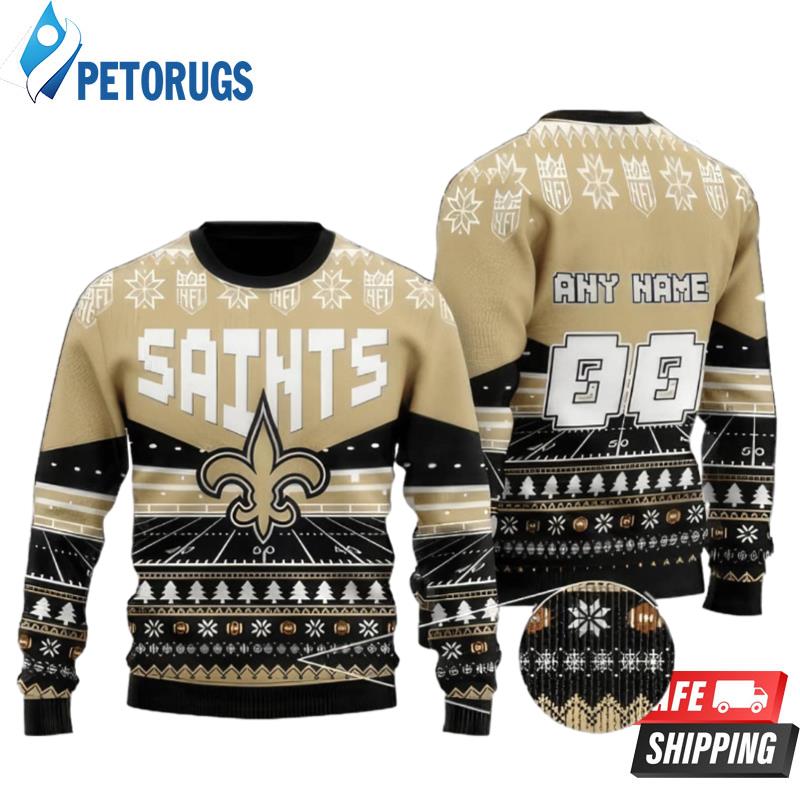 New Orleans Saints Personalized Name And Numbers Ugly Christmas Sweaters