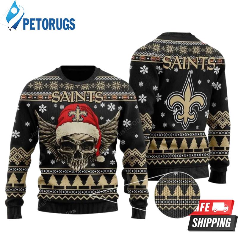 New Orleans Saints Skull Wing Ugly Christmas Sweaters