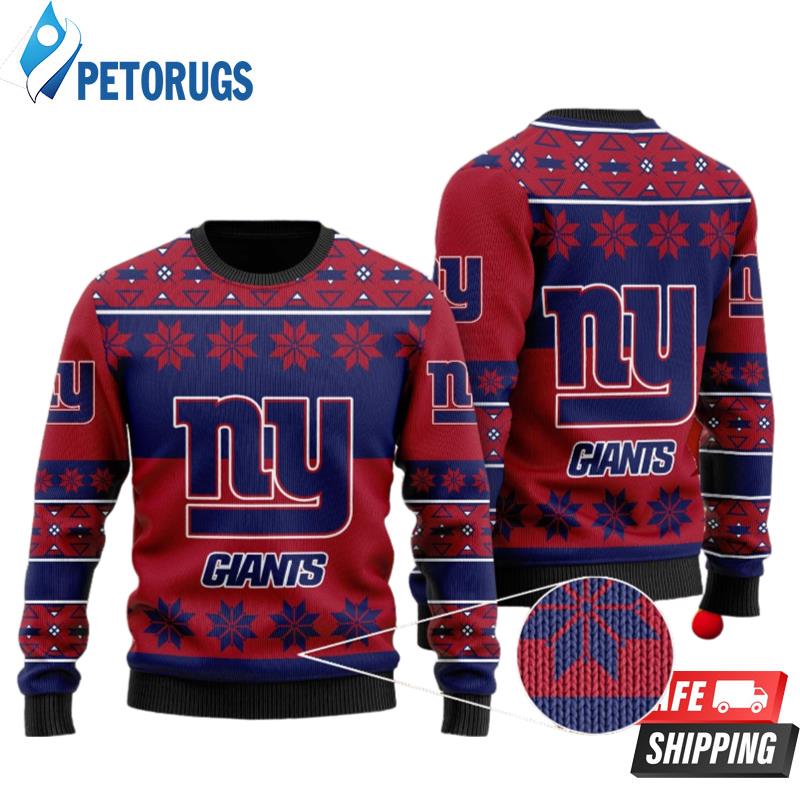 New York Giants Snowflakes Pattern Ugly Christmas Sweaters