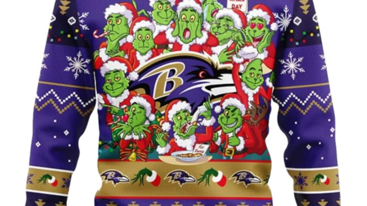 NFL Baltimore Ravens Thermos Ugly Christmas Sweater For Men And