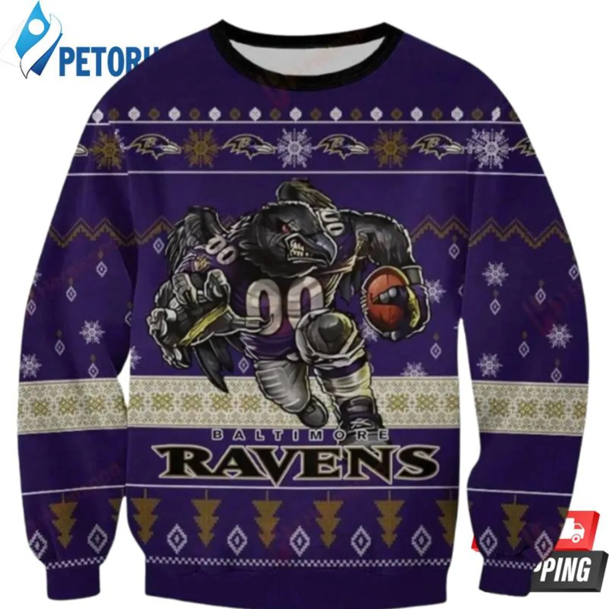 NFL Baltimore Ravens Thermos Ugly Christmas Sweater For Men And