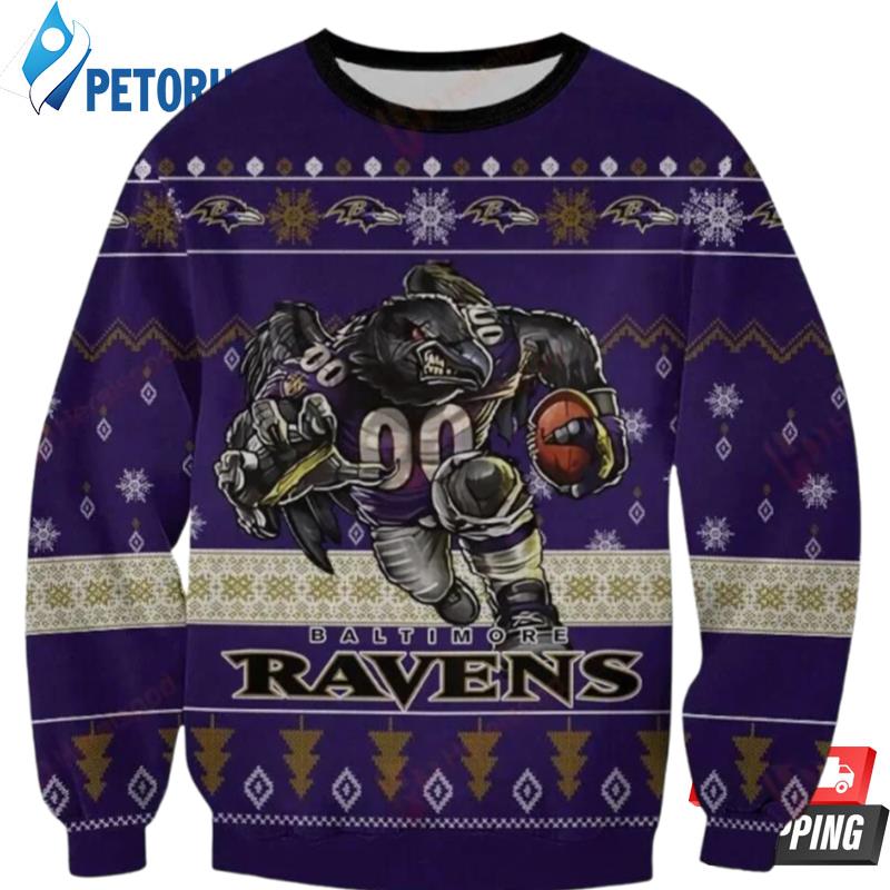 Nfl Baltimore Ravens Players Mascot Ugly Christmas Sweaters