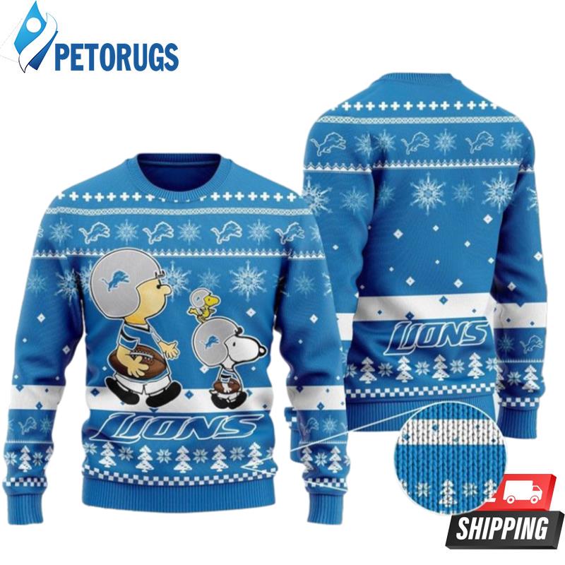 Nfl Detroit Lions Funny Charlie Brown Peanuts Snoopy Ugly Christmas Sweaters
