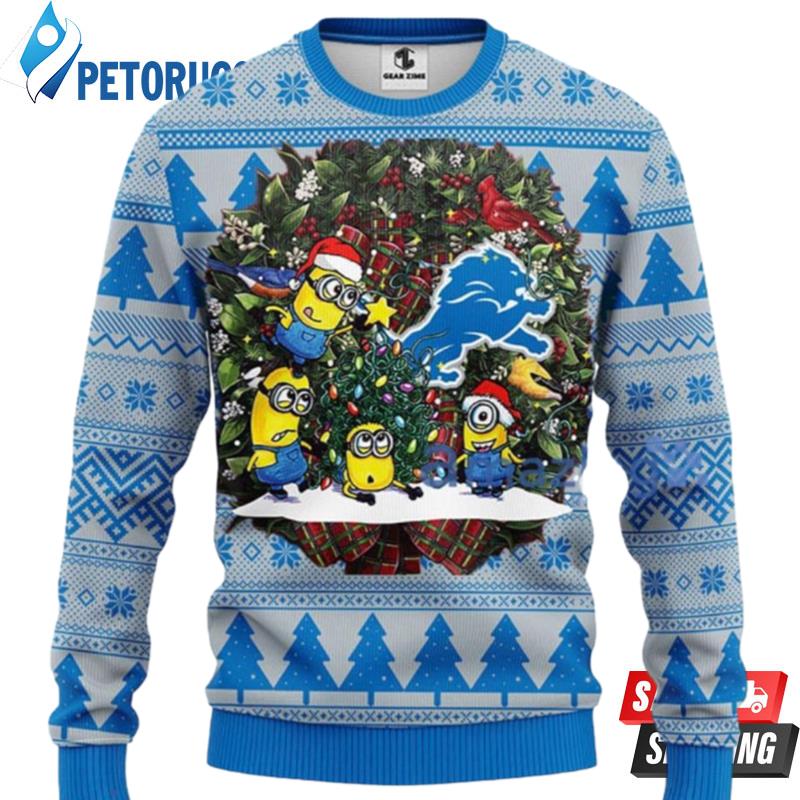 Nfl Detroit Lions Minion Ugly Christmas Sweaters