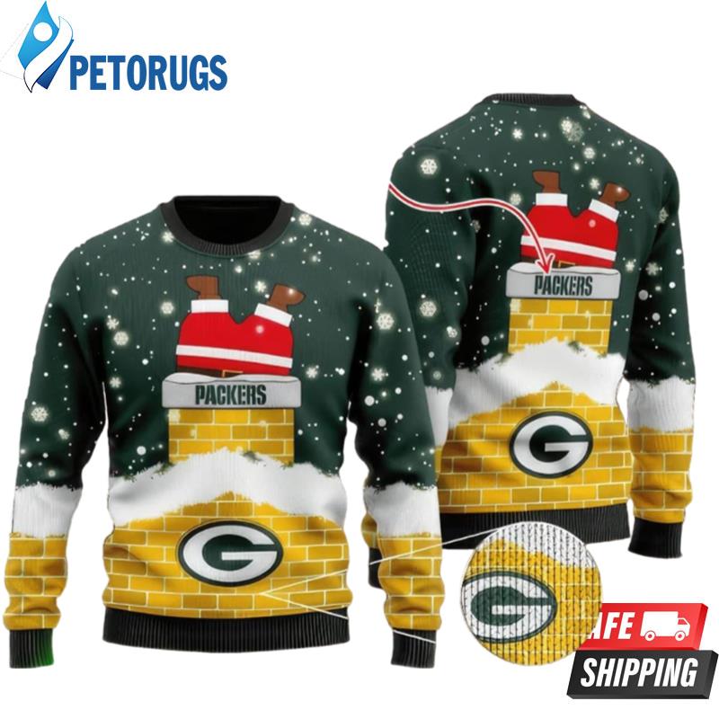 Nfl Green Bay Packers Funy Santa Chimney Ugly Christmas Sweaters