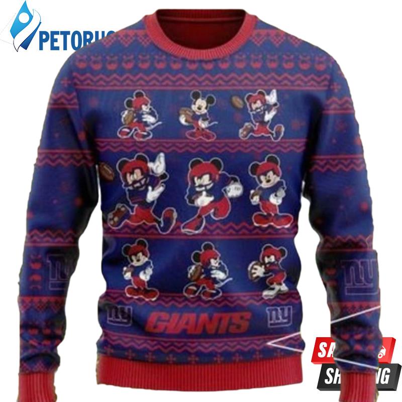 Nfl New York Giants Black Blue Ugly Christmas Sweaters