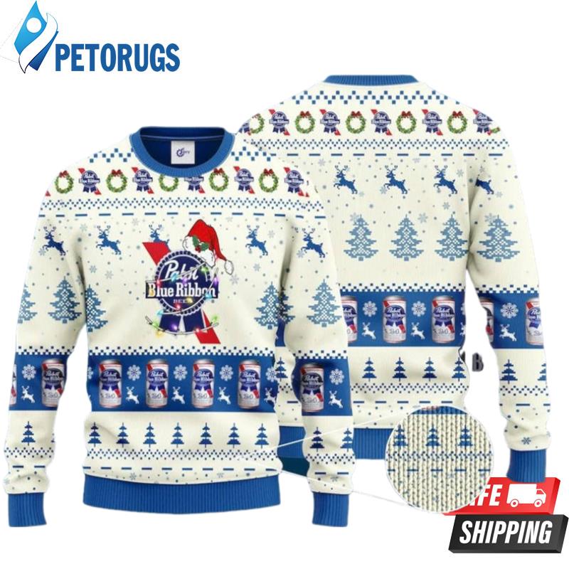 Pabst Blue Ribbon Ugly Christmas Sweaters