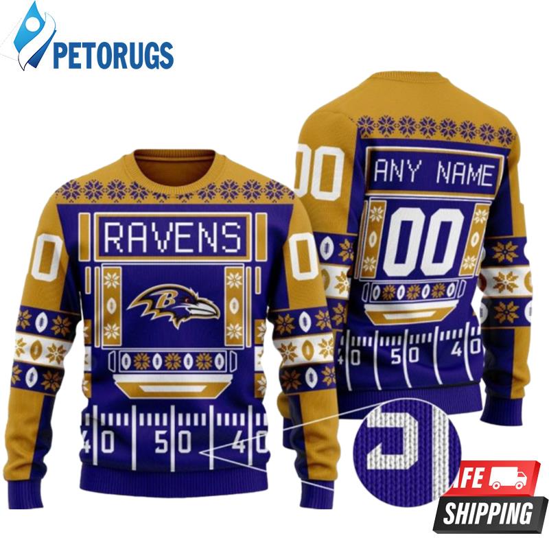 Personalized Baltimore Ravens Name And Number Ugly Christmas Sweaters