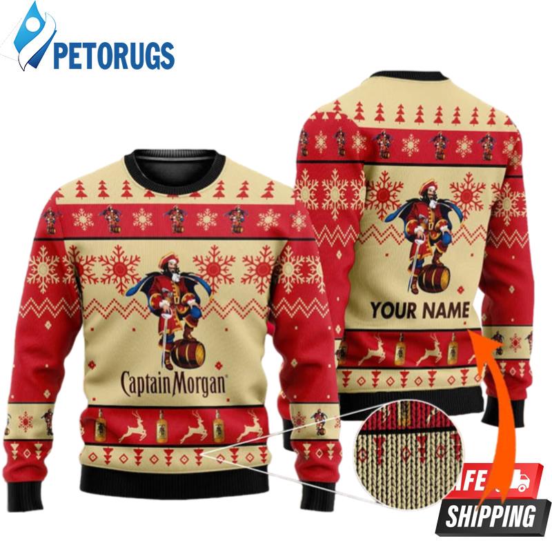 Personalized Name Captain Morgan Ugly Christmas Sweaters