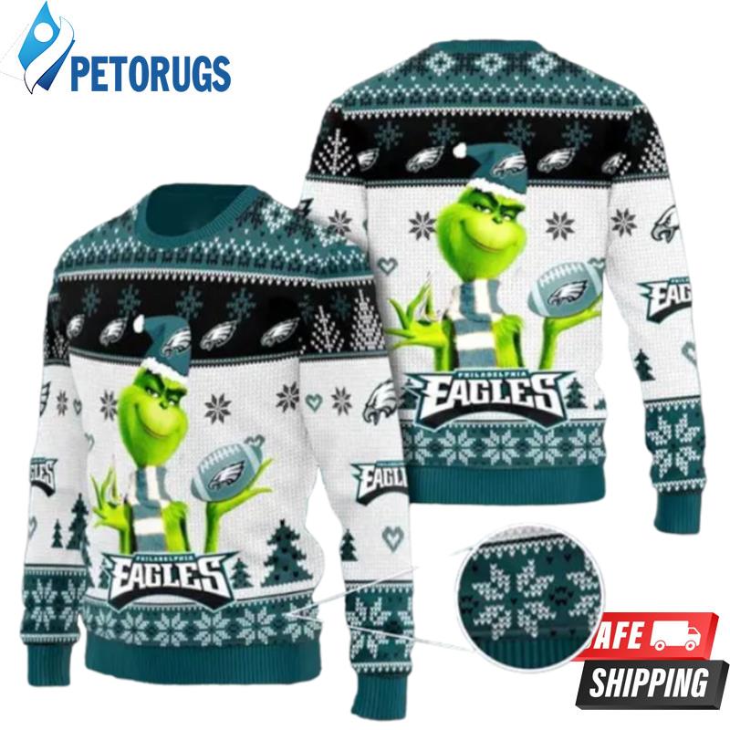 Philadelphia Eagles Grinch Knit  Christmas Knitted Ugly Christmas Sweaters