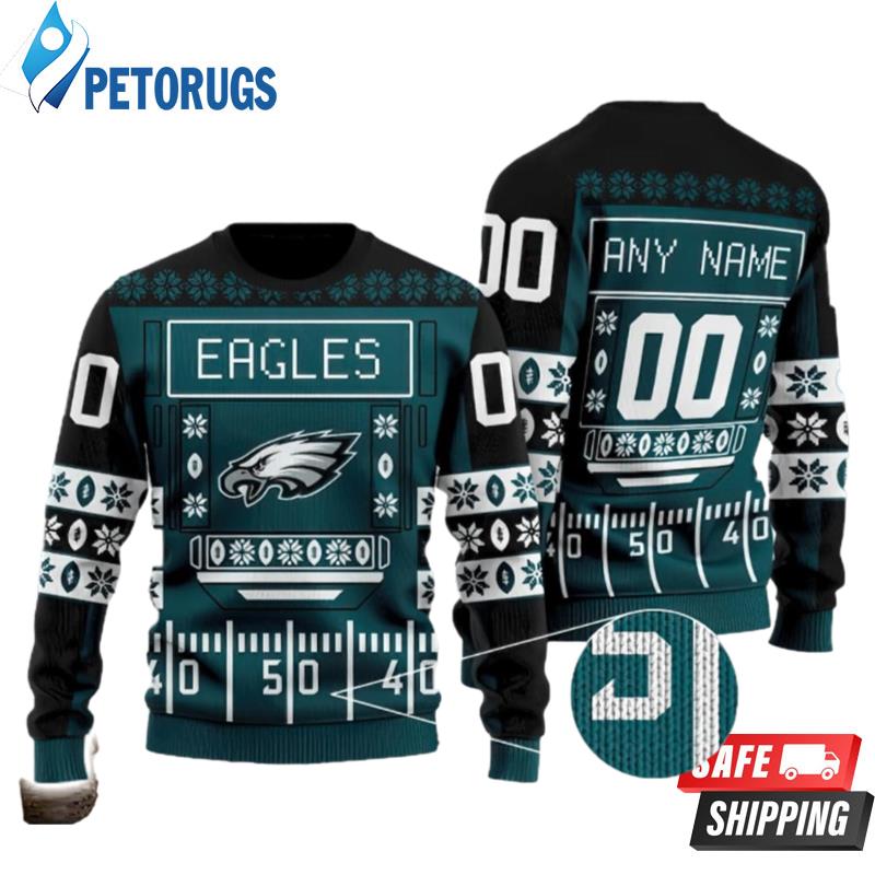 Philadelphia Eagles Nfl Custom Name And Number Ugly Christmas Sweaters