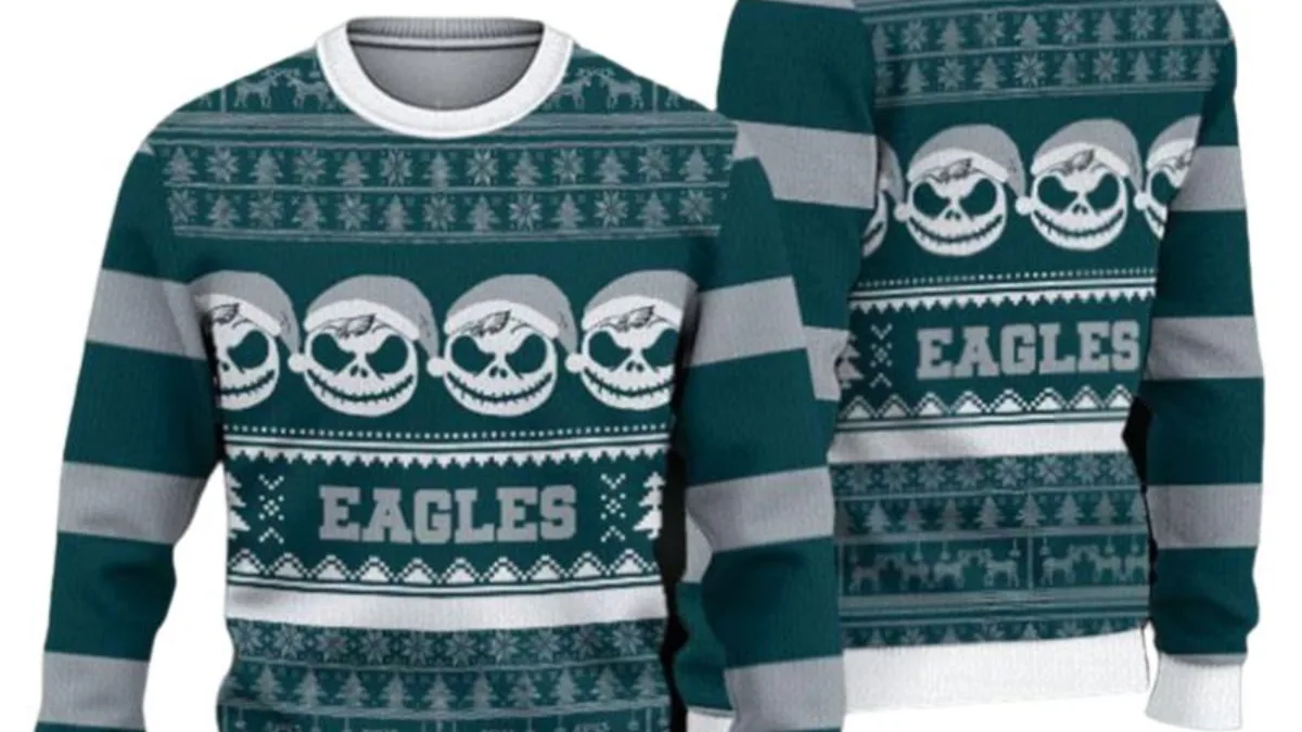 Philadelphia Eagles Team Custom Name Ugly Christmas Sweater For