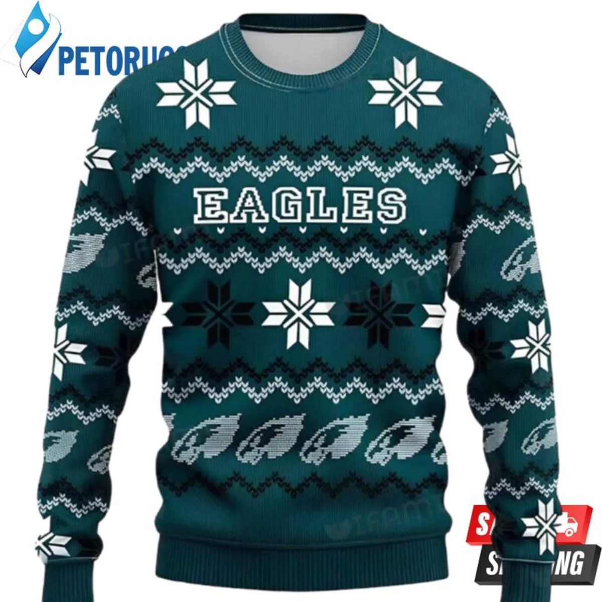 Eagles light shop up christmas sweater