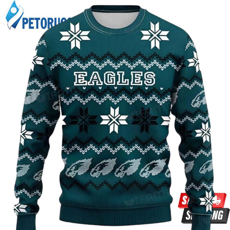Philadelphia Eagles Zigzag Pattern Ugly Christmas Sweaters