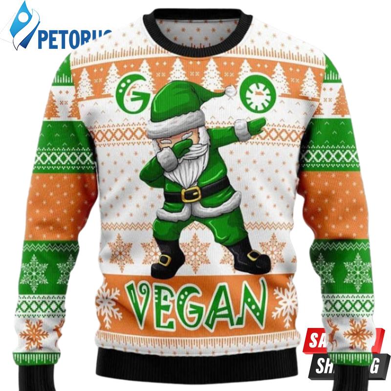 Santa Dabbing Go Vegan Fun Ugly Christmas Sweaters