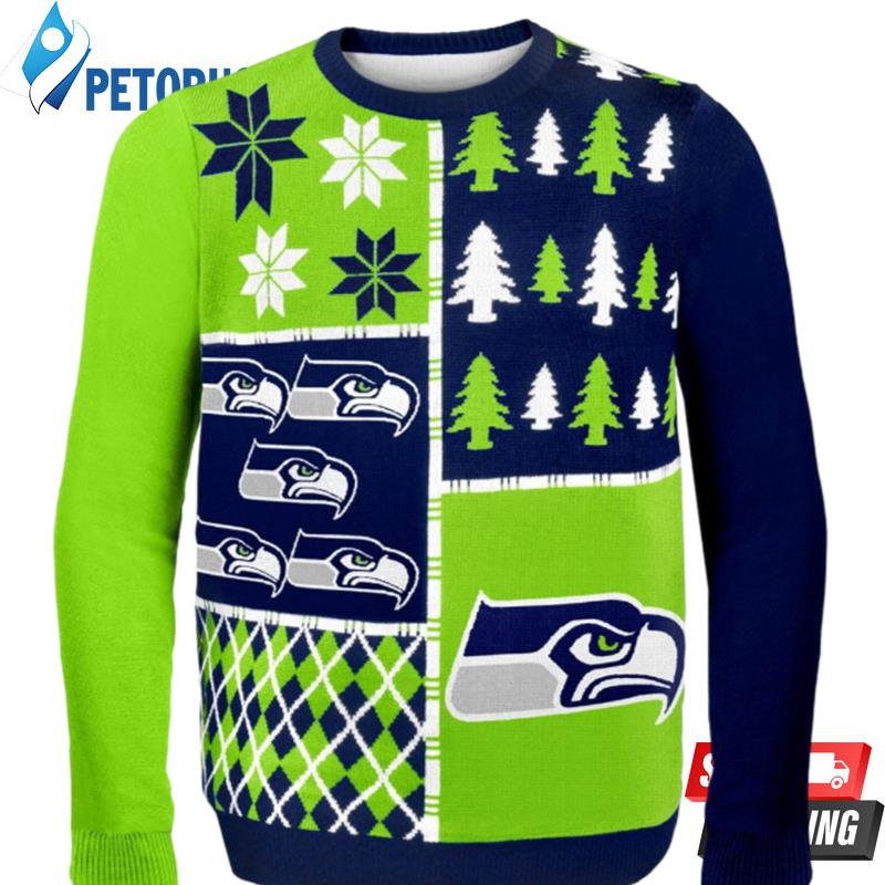 Seattle Seahawks Busy Block Nfl Ugly Christmas Sweaters