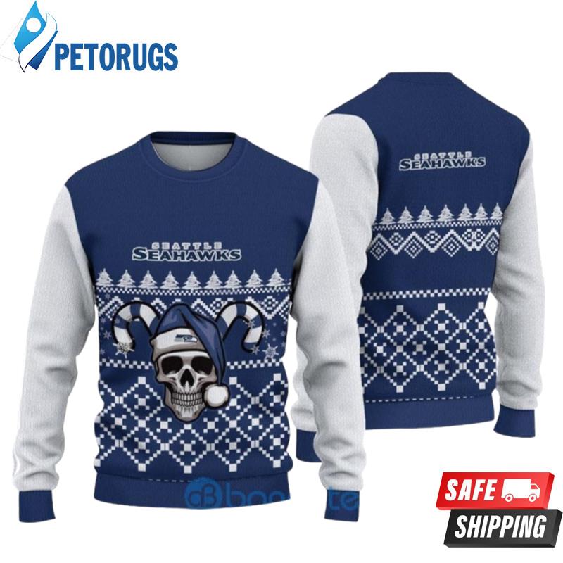 Seattle Seahawks Christmas Skull Halloween Ugly Christmas Sweaters