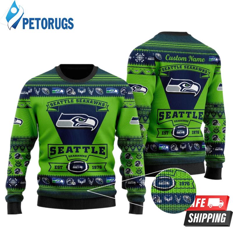 Seattle Seahawks Personalized Green Color Ugly Christmas Sweaters