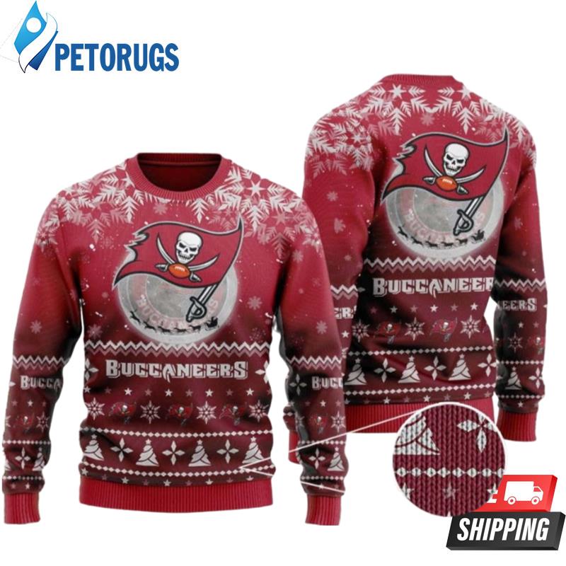 Tampa Bay Buccaneers Santa Claus In The Moon Ugly Christmas Sweaters