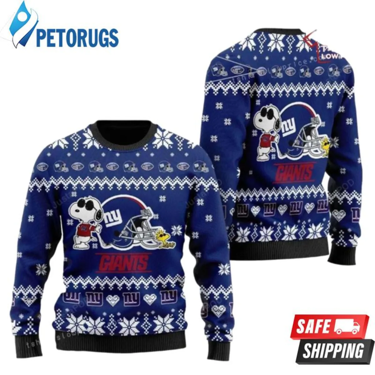 The Snoopy Football Helmet New York Giants Ugly Christmas Sweaters - Peto  Rugs