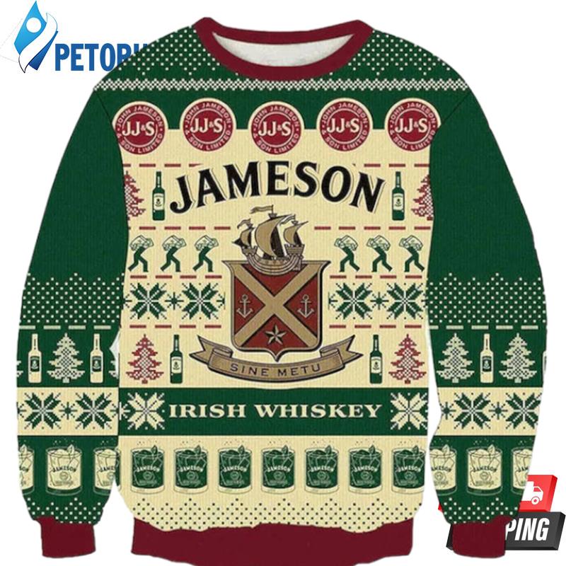 Vintage Jameson Irish Whiskey Christmas Ugly Christmas Sweaters