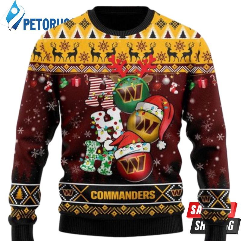 Washington Commanders NFL Ho Ho Ho Ugly Christmas Sweaters
