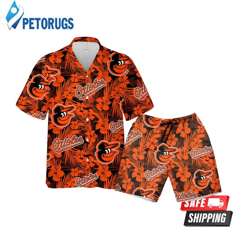 Baltimore Orioles Tropical Flower Aloha Hawaiian Shirt