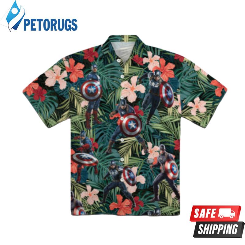 Captain America Tropical Button Up Hawaiian Shirt