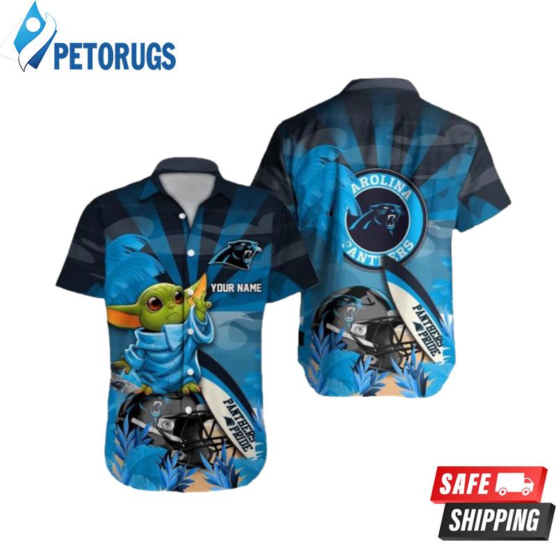 Carolina Panthers NFL Custom Name Baby Yoda Hawaiian Shirt