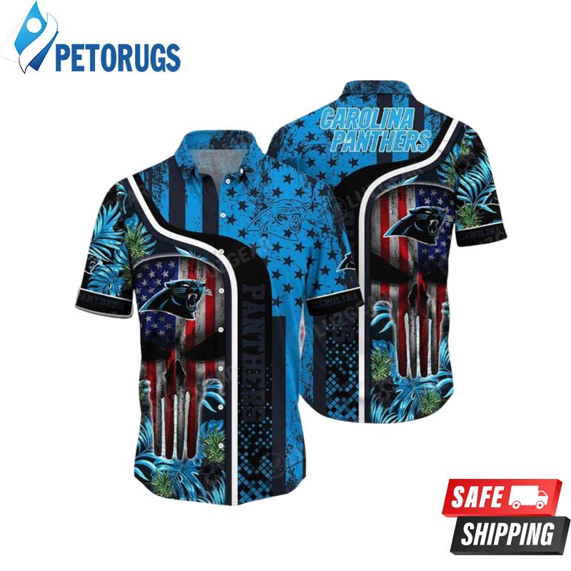 Carolina Panthers NFL Graphic Tropical Pattern Skull Punisher 3D Hawaiian Shirt