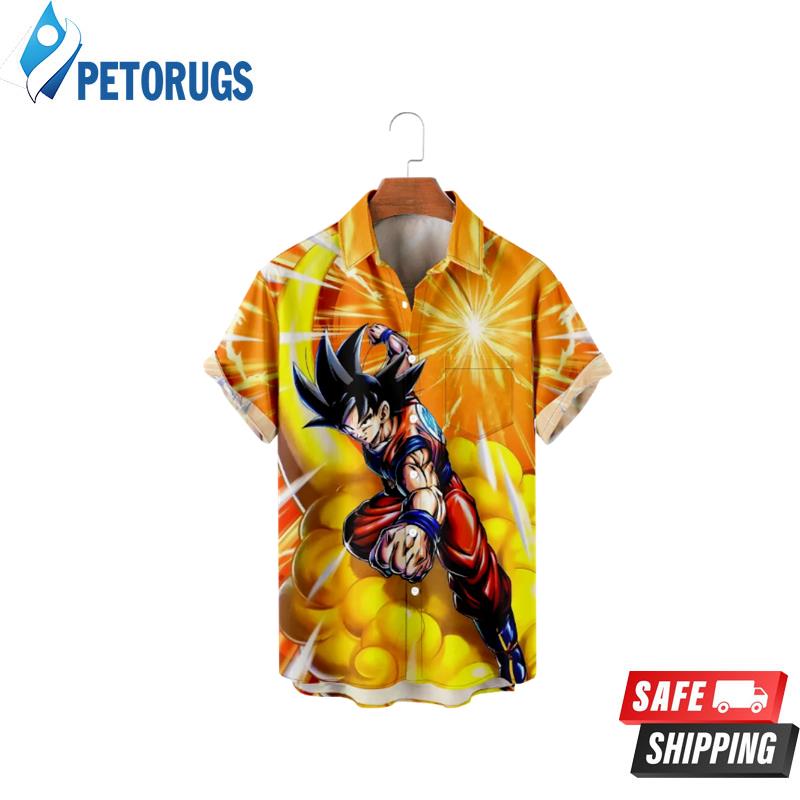 Casual Button down shirt Short sleeve for Men Dragon Ball Goku Loose Beach Child Hawaiian Shirt