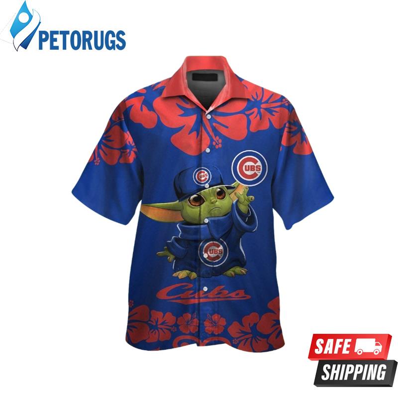Chicago Cubs Baby Yoda Short Sleeve Button Up Tropical Hawaiian Shirt