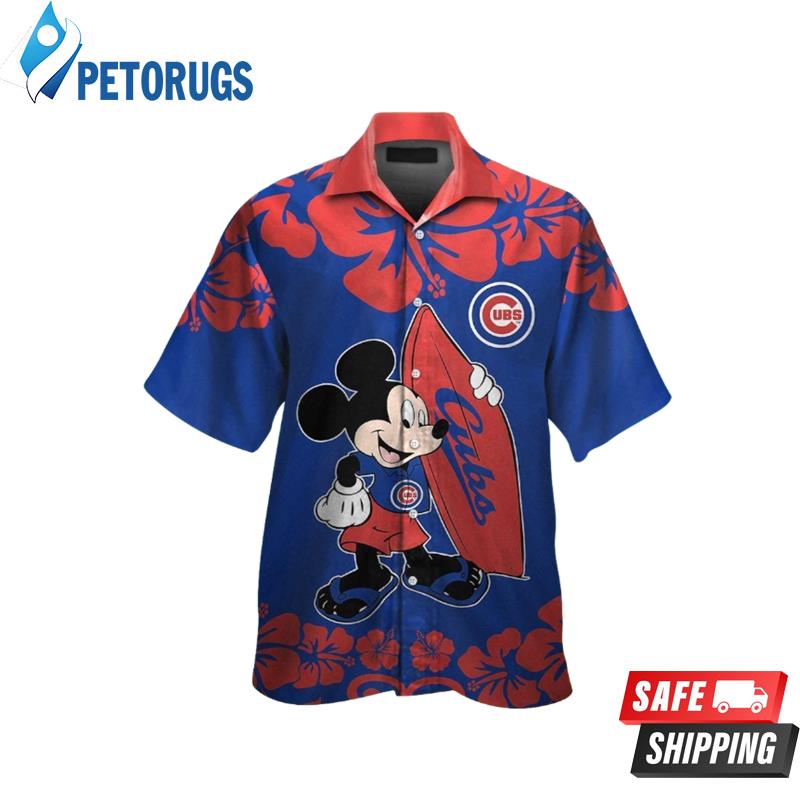 Chicago Cubs Mickey Mouse Short Sleeve Button Up Tropical Hawaiian Shirt