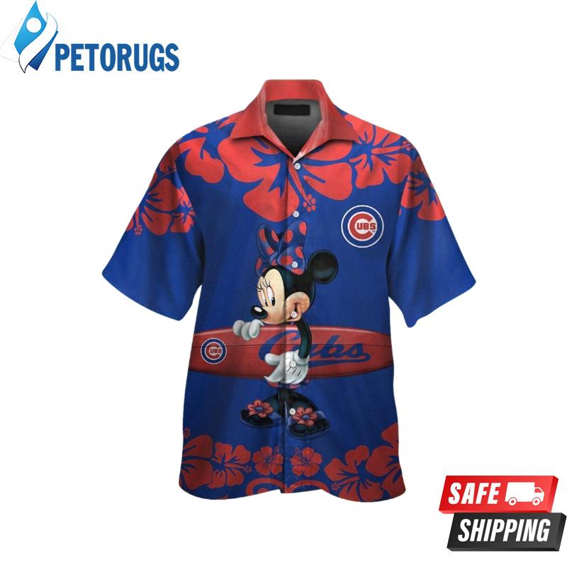 Chicago Cubs Minnie Mouse Short Sleeve Button Up Tropical Hawaiian Shirt