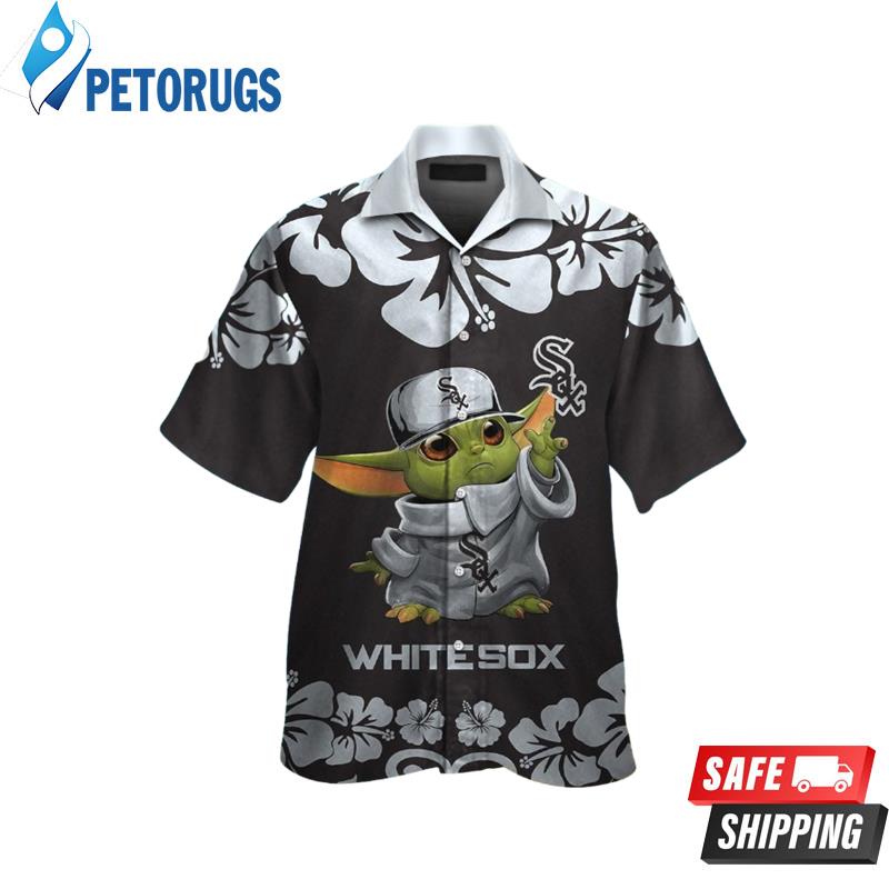 Chicago White Sox Baby Yoda Short Sleeve Button Up Tropical Hawaiian Shirt