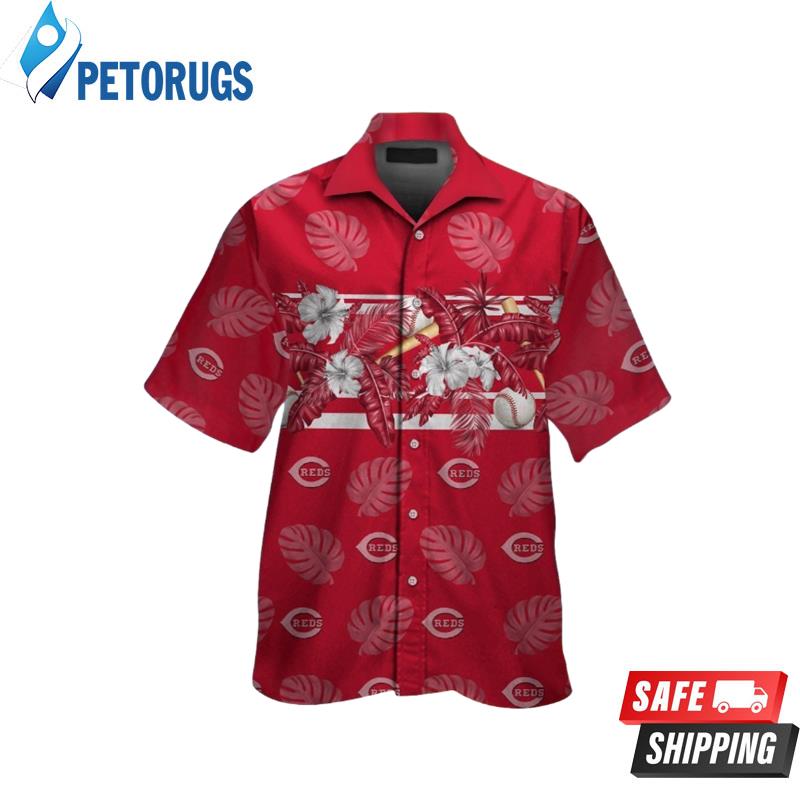 Cincinnati Reds Short Sleeve Button Up Tropical Hawaiian Shirt