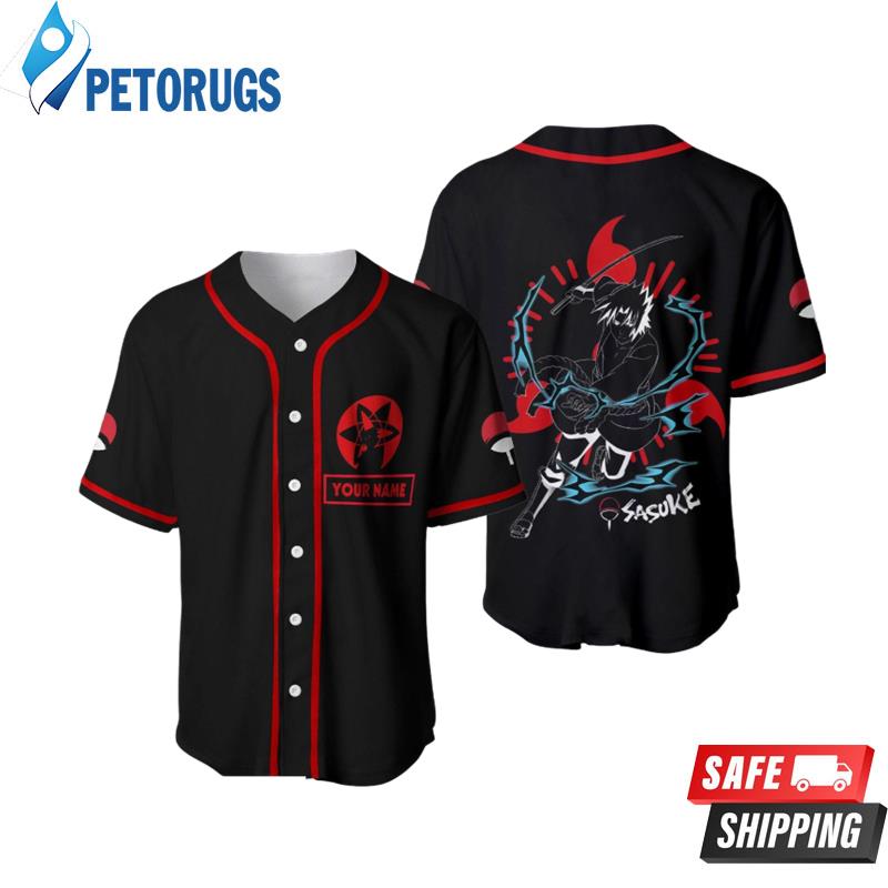 Custom Name Sasuke Uchiha Naruto Anime Sasuke Sharingan Eyes Baseball Jersey Hawaiian Shirt