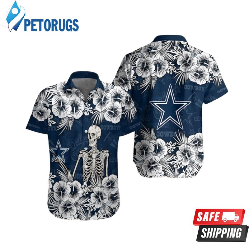 Dallas Cowboys Skeleton and Flower 3D Hawaiian Shirt