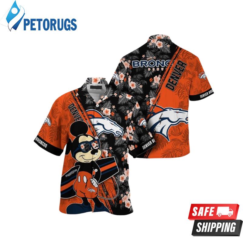 Denver Broncos NFL Summer Mickey And Floral Pattern Hawaiian Shirt