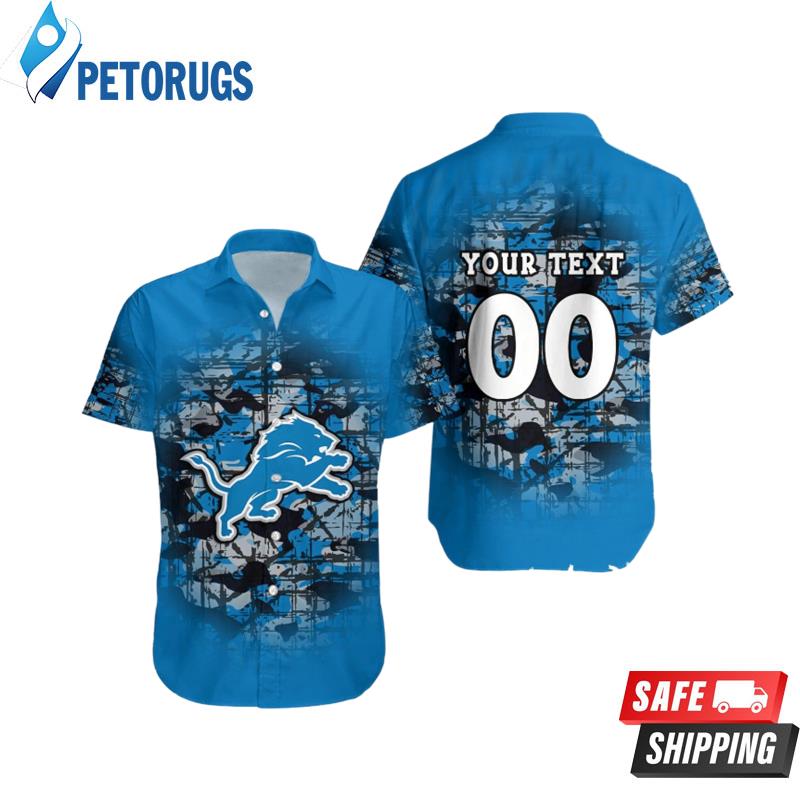 Detroit Lions NFL Camouflage Vintage Custom Name And Number Hawaiian Shirt