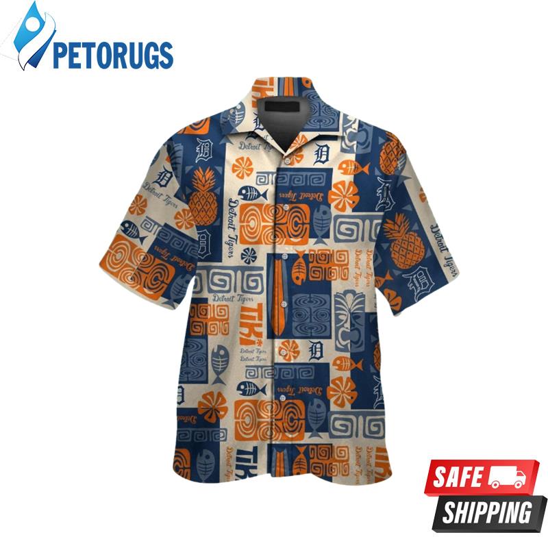 Detroit Tigers Short Sleeve Button Up Tropical Hawaiian Shirt