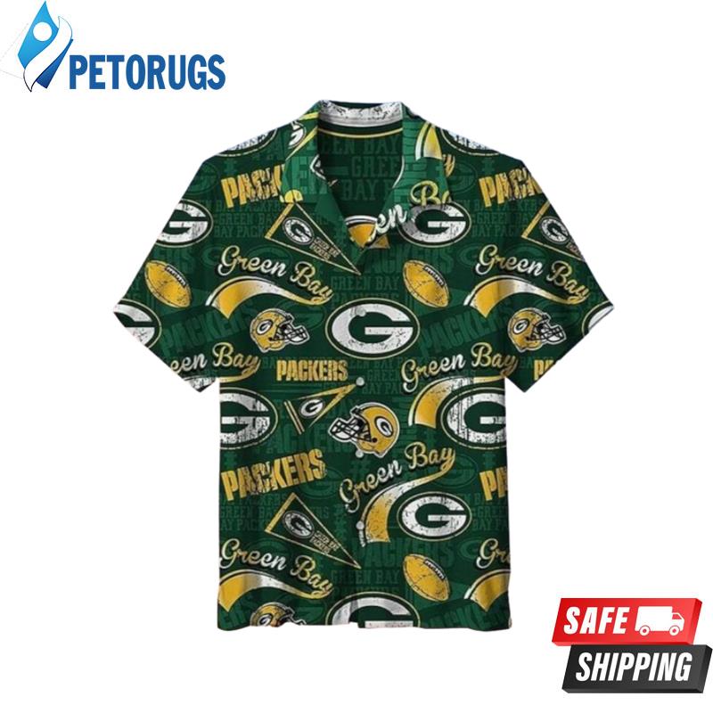 Green Bay Packers Graphic Print Short Sleeve Hawaiian Shirt