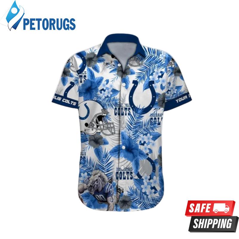 Indianapolis Colts NFL Football Custom Name Button Up Hawaiian Shirt